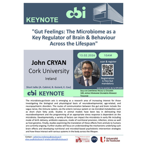 Illustration CBI Keynote NEURO - Plenary Talk by John CRYAN - Gut Feelings: The Microbiome as a Key Regulator of Brain & Behaviour Across the Lifespan