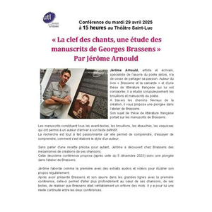 Illustration Conférence "La clef des chants, une étude des manuscurits de Georges Brassens" - Théâtre Saint Luc 🎙️