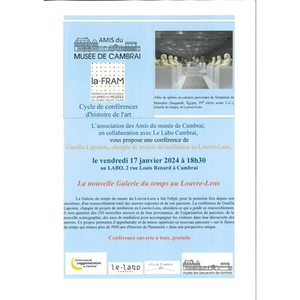 Illustration Conférence sur "La nouvelle galerie du temps au Louvre-Lens" - Au Labo de Cambrai 🎙️