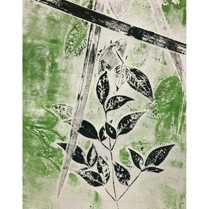 Illustration Monotypes végétaux : jardin d'impression