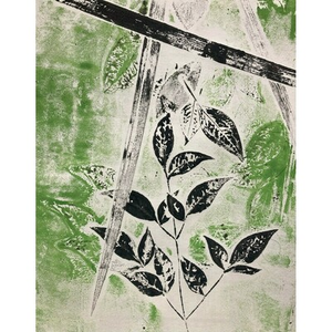 Illustration Monotypes végétaux : jardin d'impression