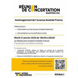 Illustration Réunion de concertation (quartiers Sud) : Aménagement de l'avenue Anatole France