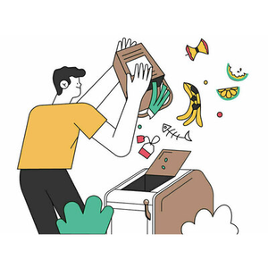 Illustration Stand d'info : déchets alimentaires