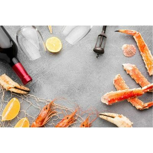 Illustration Vins du monde, coquillages et crustacés