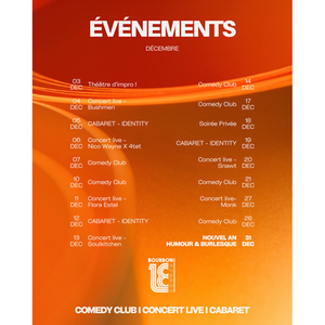 Illustration Votre programme de décembre au 18 Bourbon Street